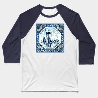 Dutch Blue Delft Sailing Boats and Windmills Baseball T-Shirt